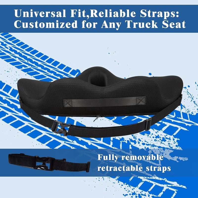 japiroc X-Large Seat Cushion for Truck Driver, Upgraded Cushion for Back Support and Pain Relief, Memory Foam with Non-Slip Washable Cover, Relieves Long-Term Truck Sitting and Pain Black - Image 4